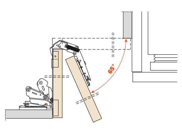 Salice Adjustable 65° Corner Cabinet Hinge 48mm Centres - C2AYA99R - Image 4