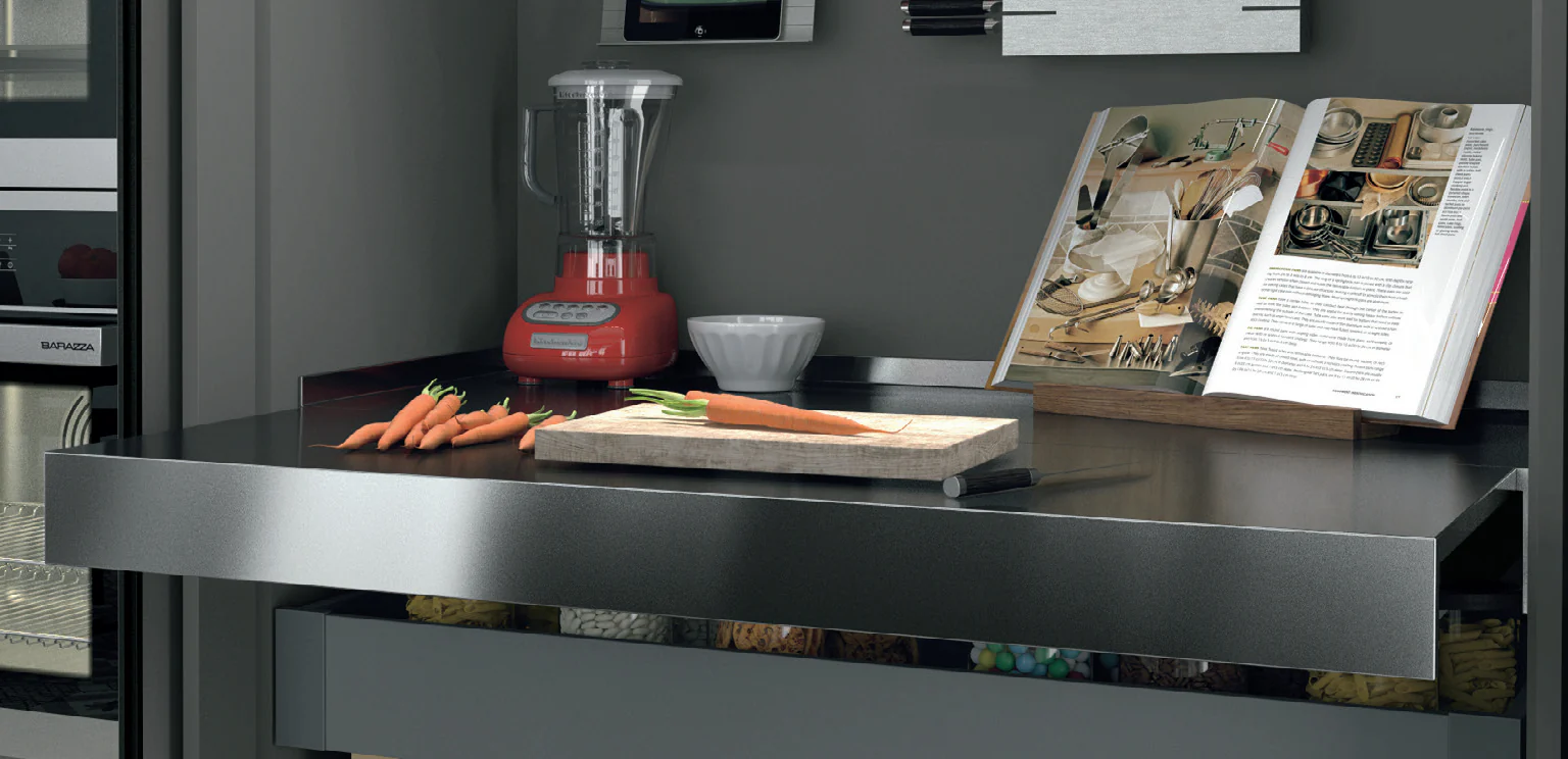 Salice Atim - OPLA PIANO ACCIAIO Pull-out worktop - With Stainless Steel Top - Image 5
