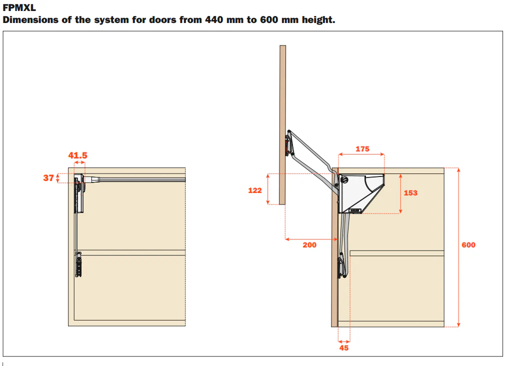 Salice EvoLift Parallel Lift System for Tall Doors (440-600mm) - Image 3