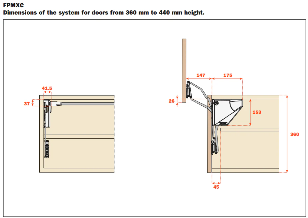 Salice EvoLift Parallel Lift System for Short Doors (360-440mm) - Image 3