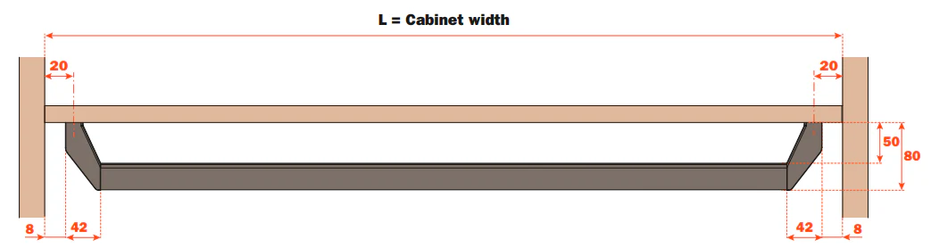 Salice Excessories Hanger Rail Centre Support to suit Angled End Supports - Image 3