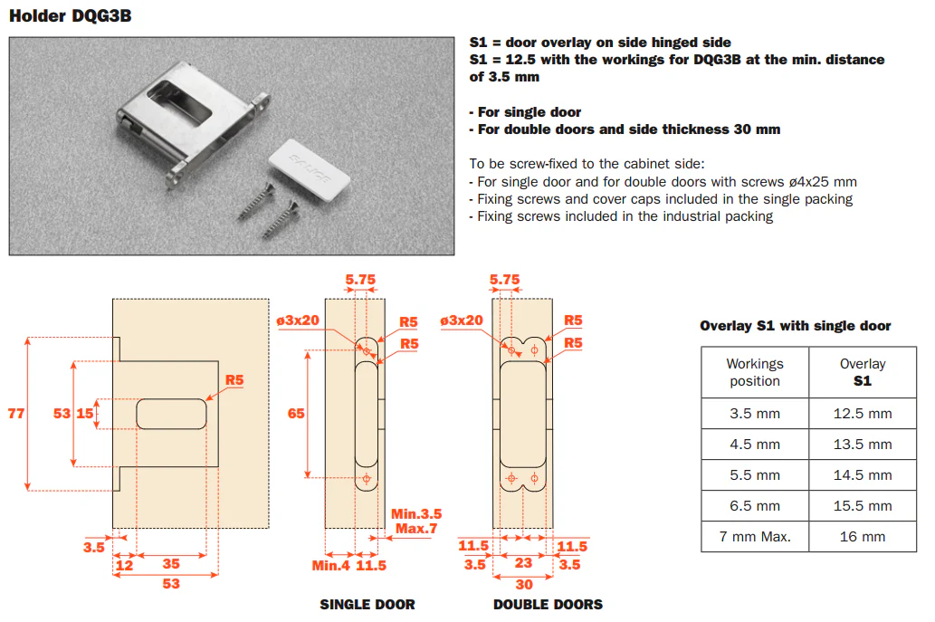 Salice Folder 180 Conecta Hinge Kit - Recessed Front Fix Holder - DQGB3 - Image 3