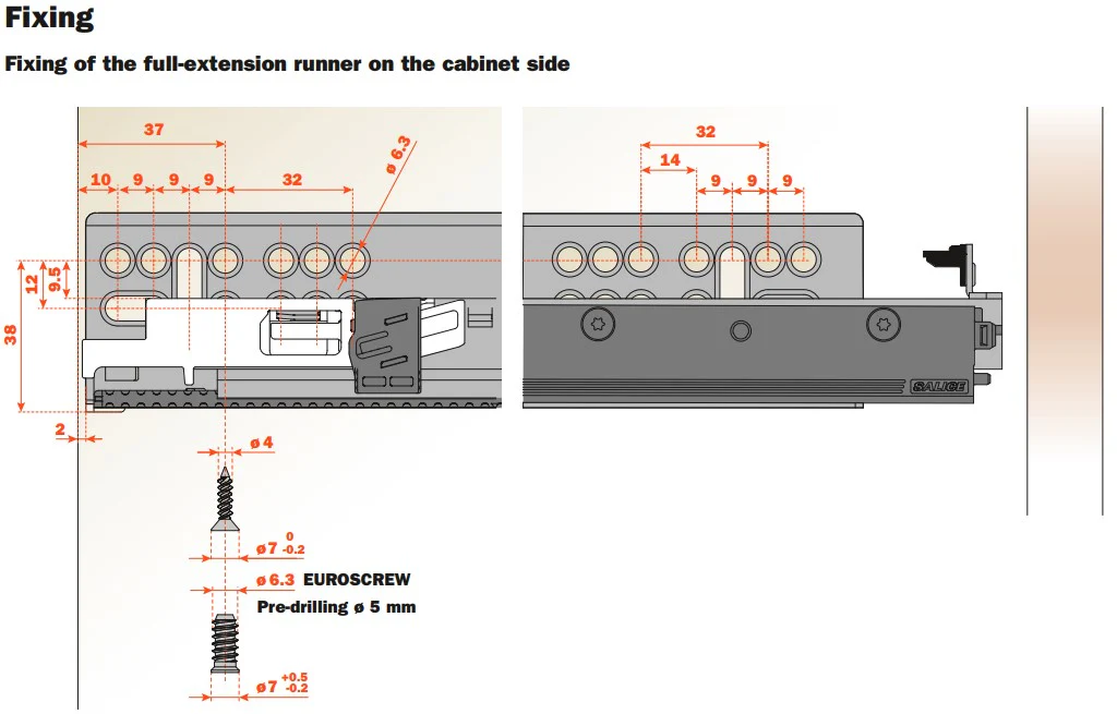 Salice Progressa+ G7E9P Concealed Drawer Runner - Push to Open (Handleless) - 18-19mm Sides - Image 4