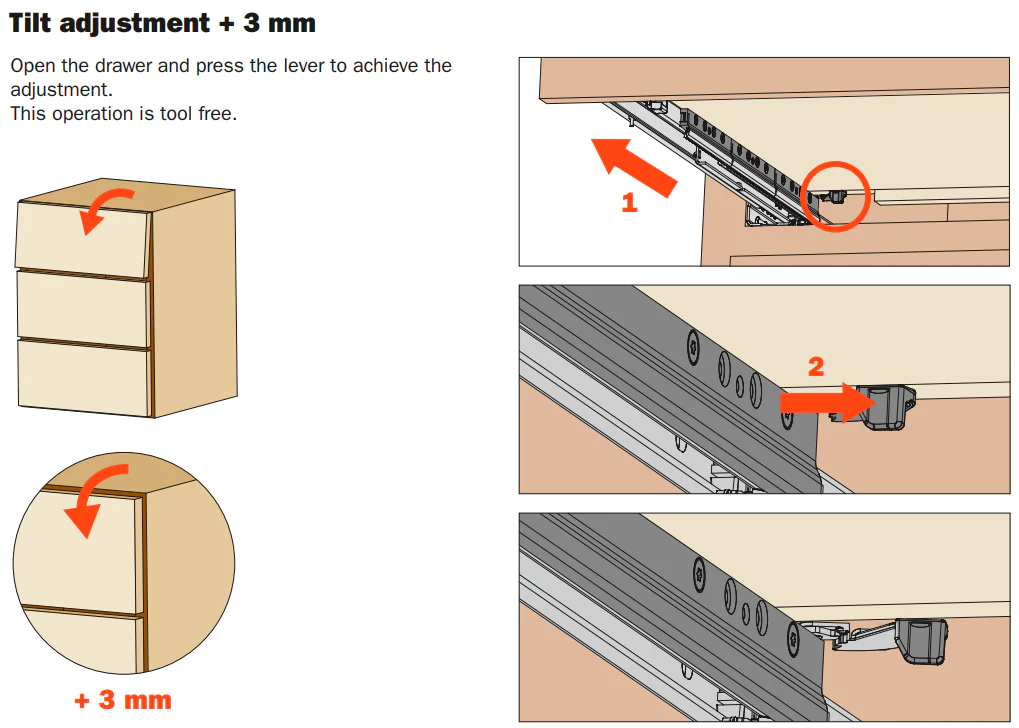 Salice AGLRXX3F Tilt Adjustment Lever – For Progressa and Progressa+ Runners - Image 3